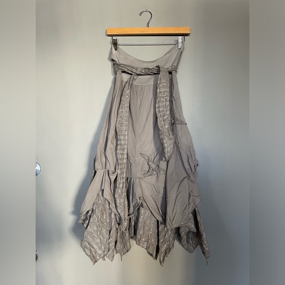 Dresses & Skirts - Y2K Boho Handkerchief Hem Maxi Skirt — Gray